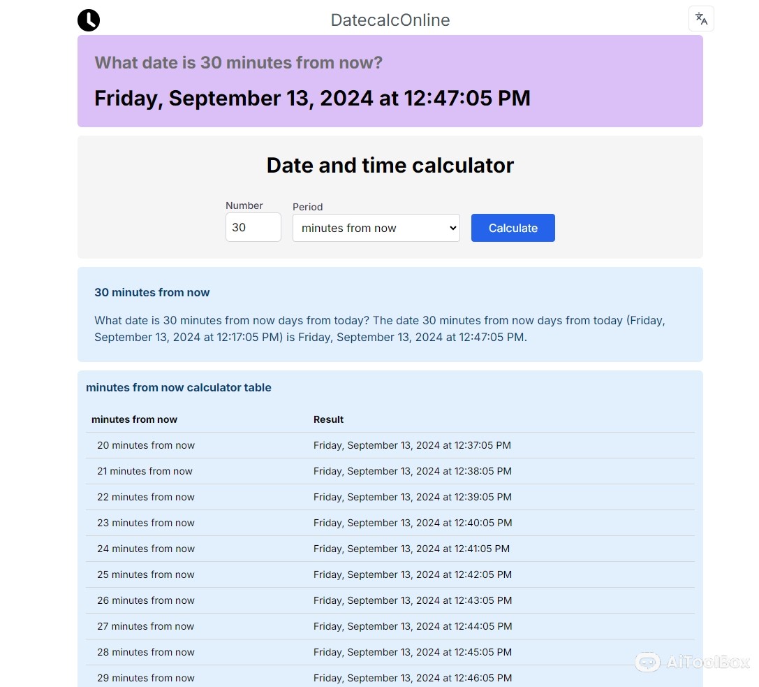DatecalcOnline日期与时间计算工具