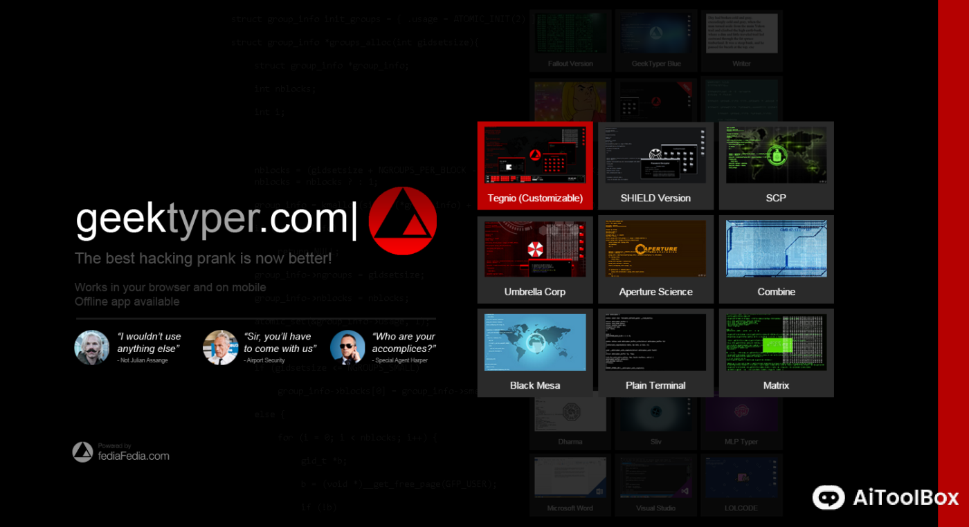 Geektyper模拟黑客桌面