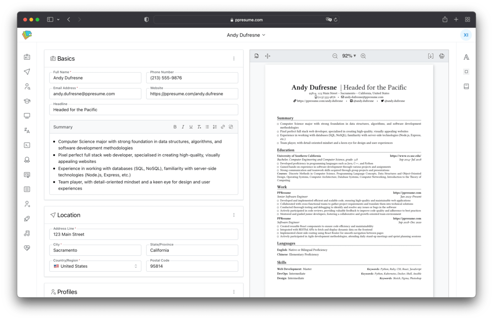 PPResume - LaTeX简历生成器