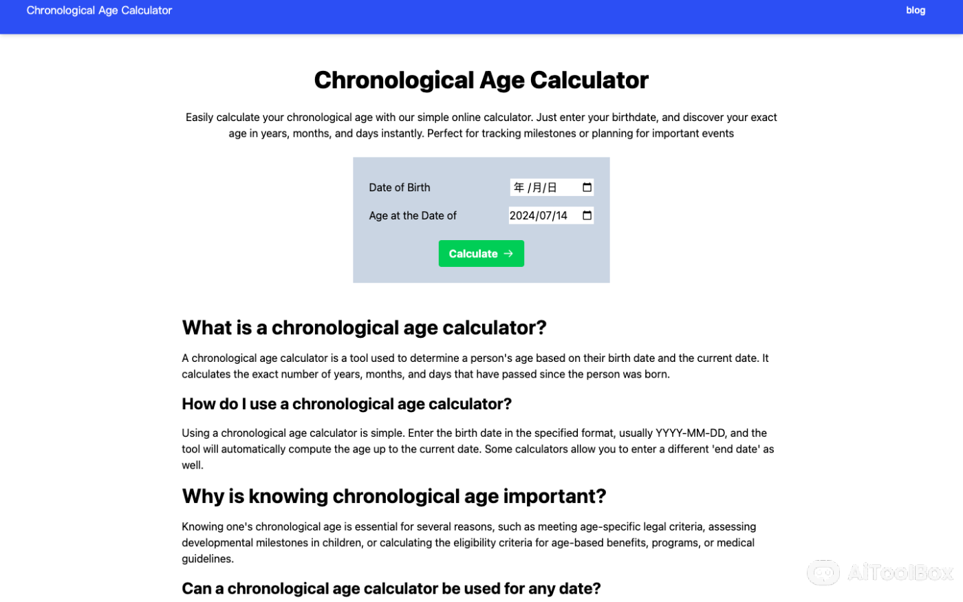 Chronological Age Calculator