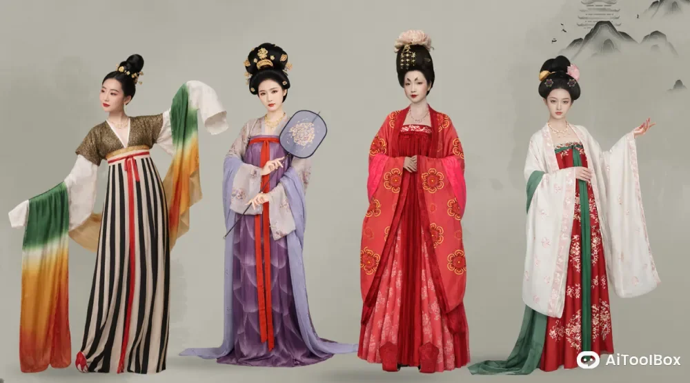 神力霓裳唐仕女妆造图 神力霓裳