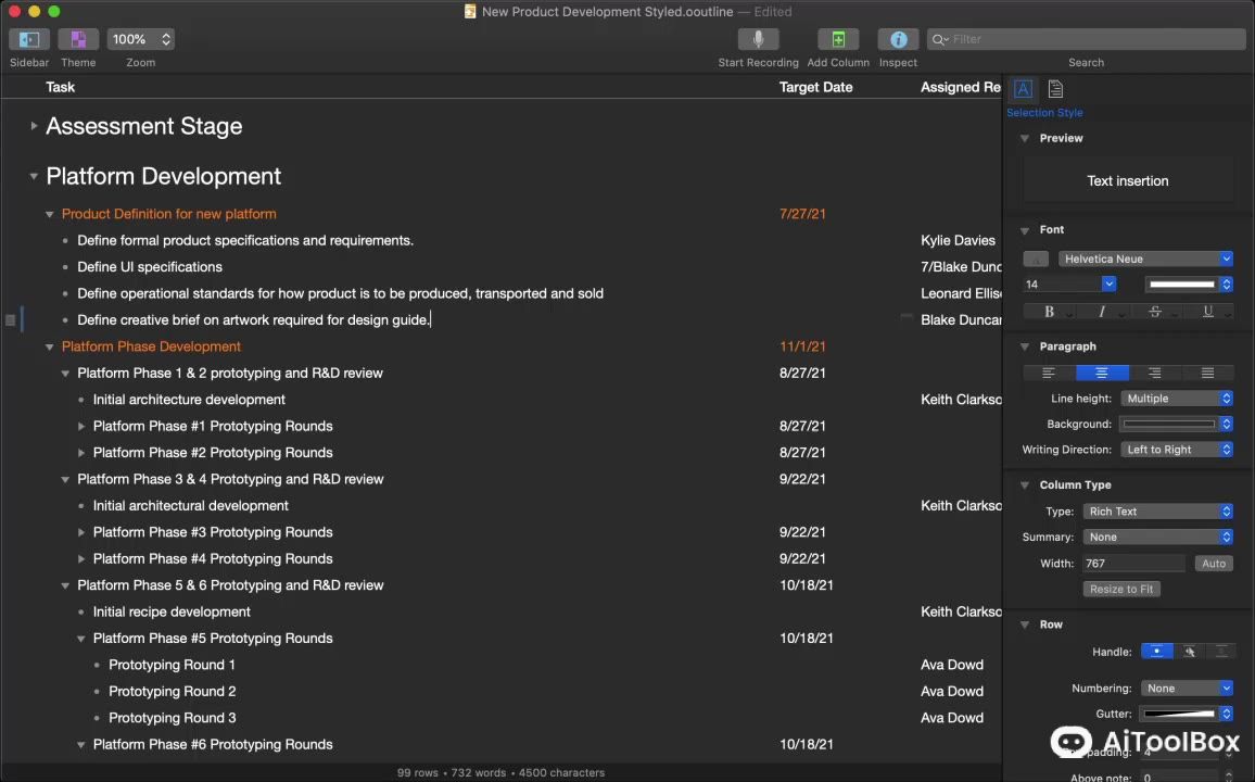 Omnioutliner