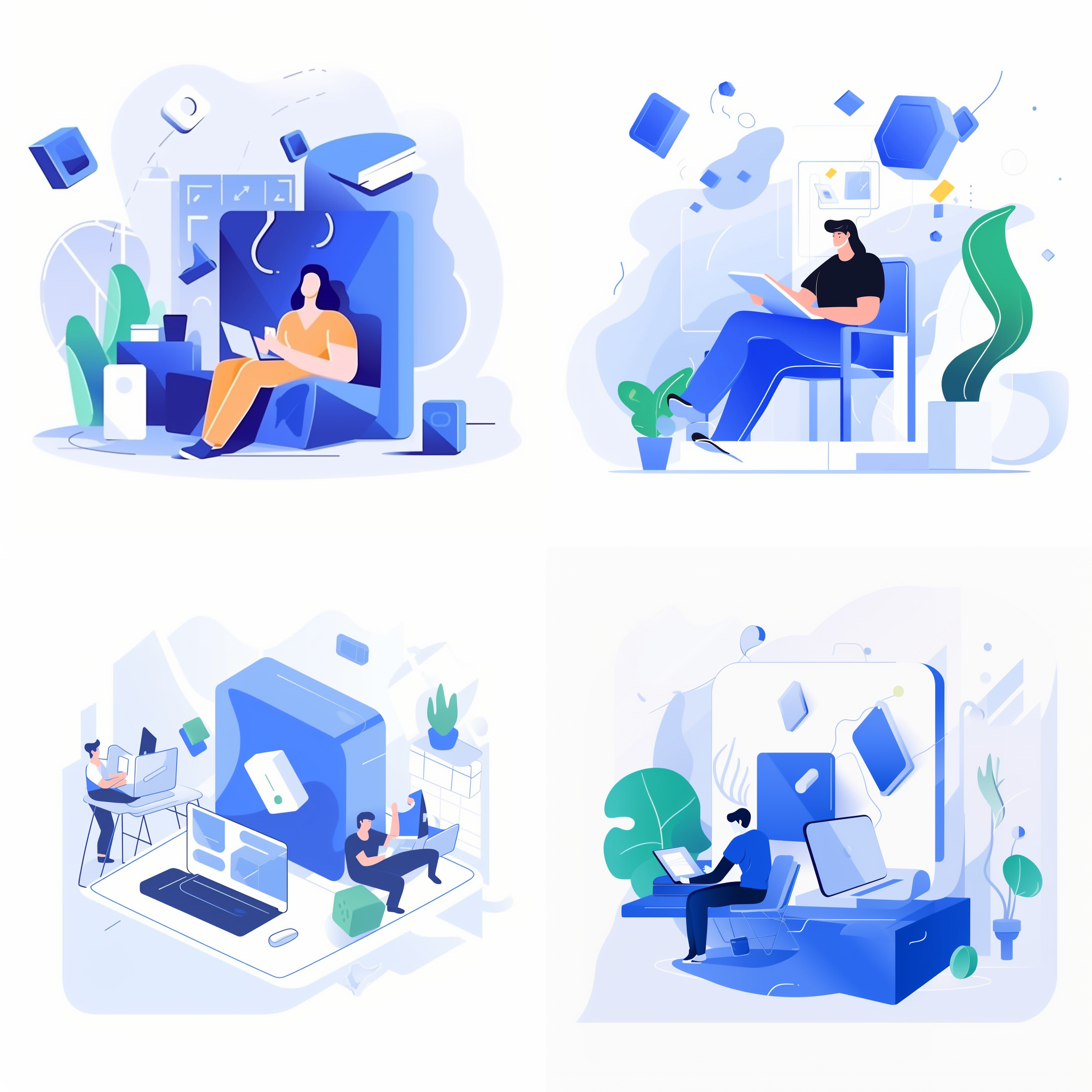 扁平化风格办公场景插图的效果图
