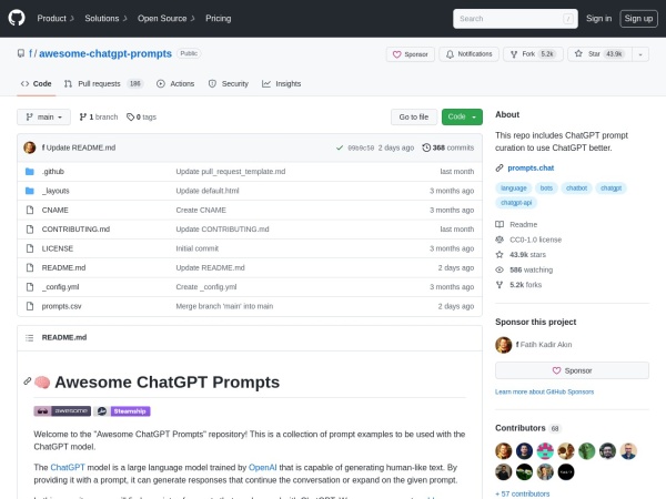 Awesome ChatGPT prompts