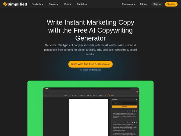 Simplified AI Writer