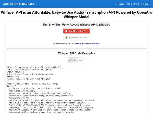Whisper API