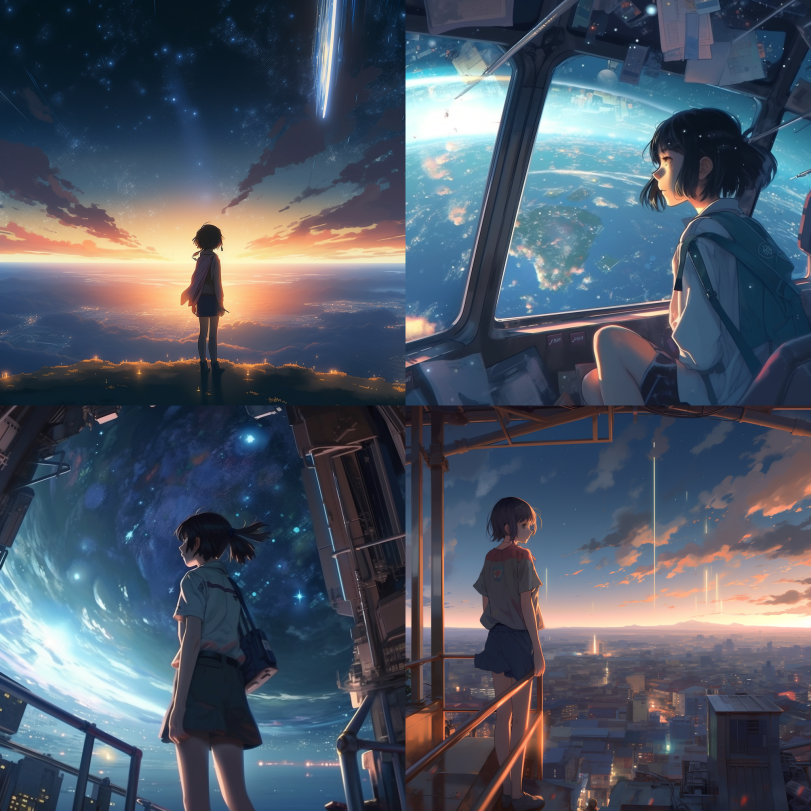 宇宙中漫游的女孩的效果图