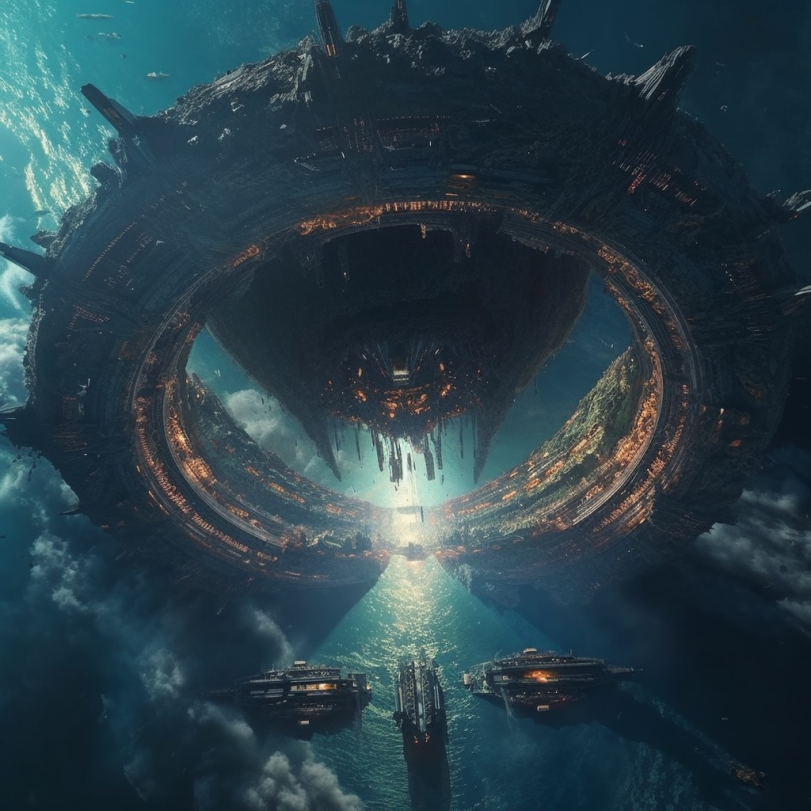 巨大的外星飞船的效果图