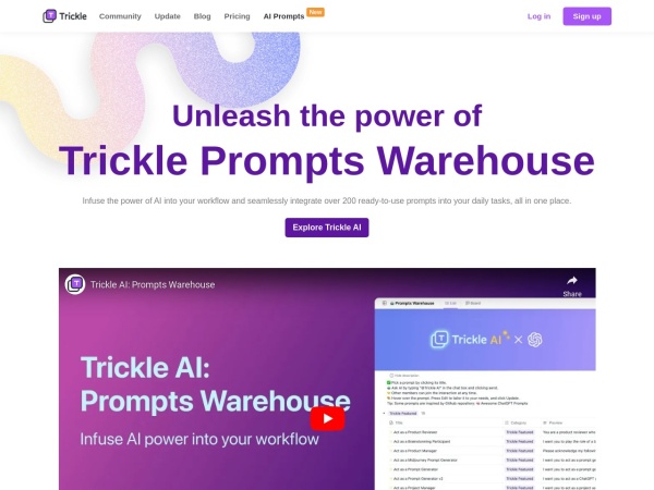 Trickle AI: Prompts Warehouse