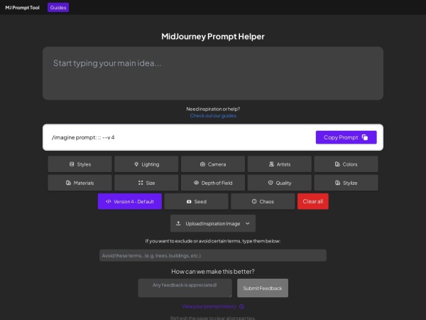 MidJourney Prompt Helper