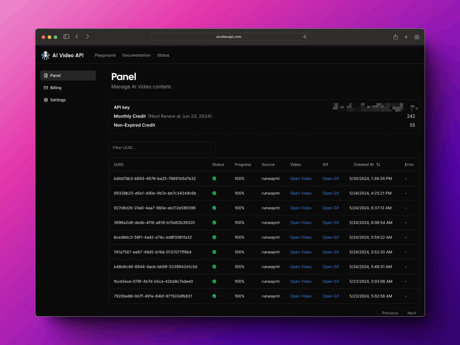AI Video API 视频生成